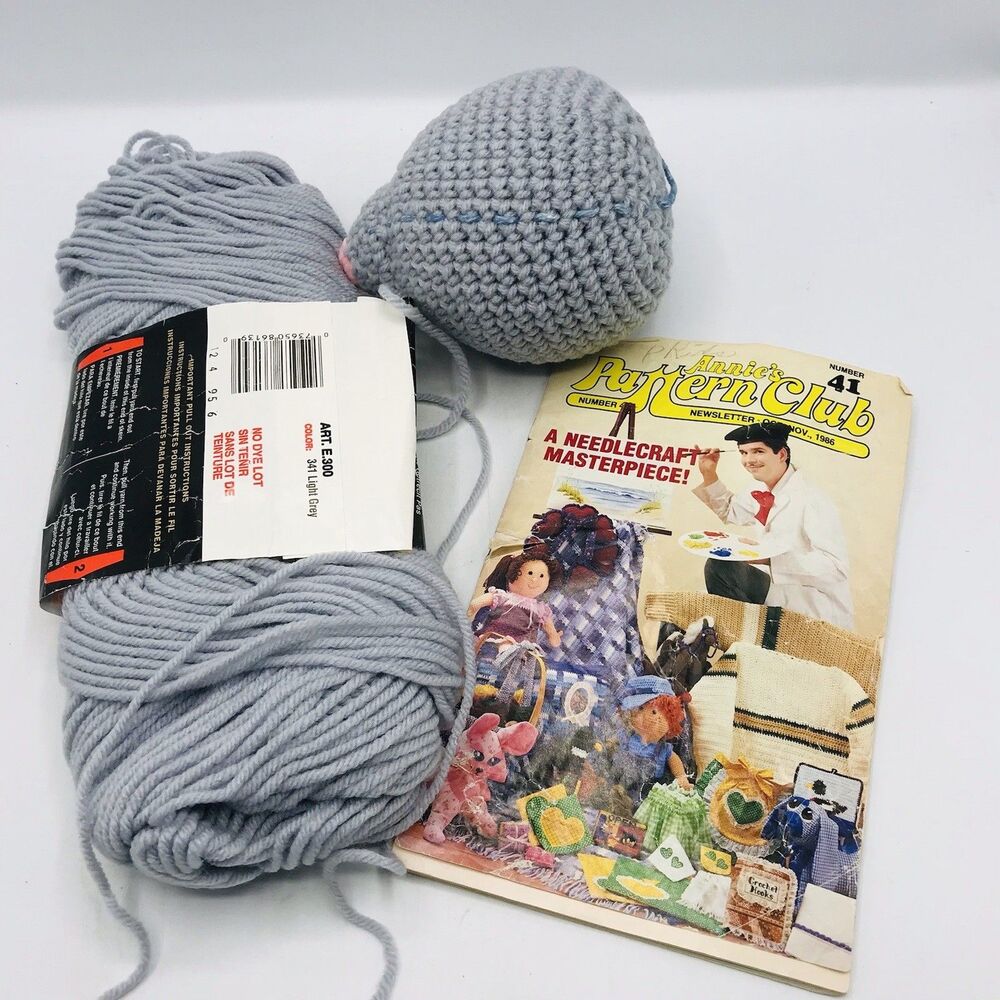 Lot of Red Heart Yarn With Abandoned Crochet Project and Book